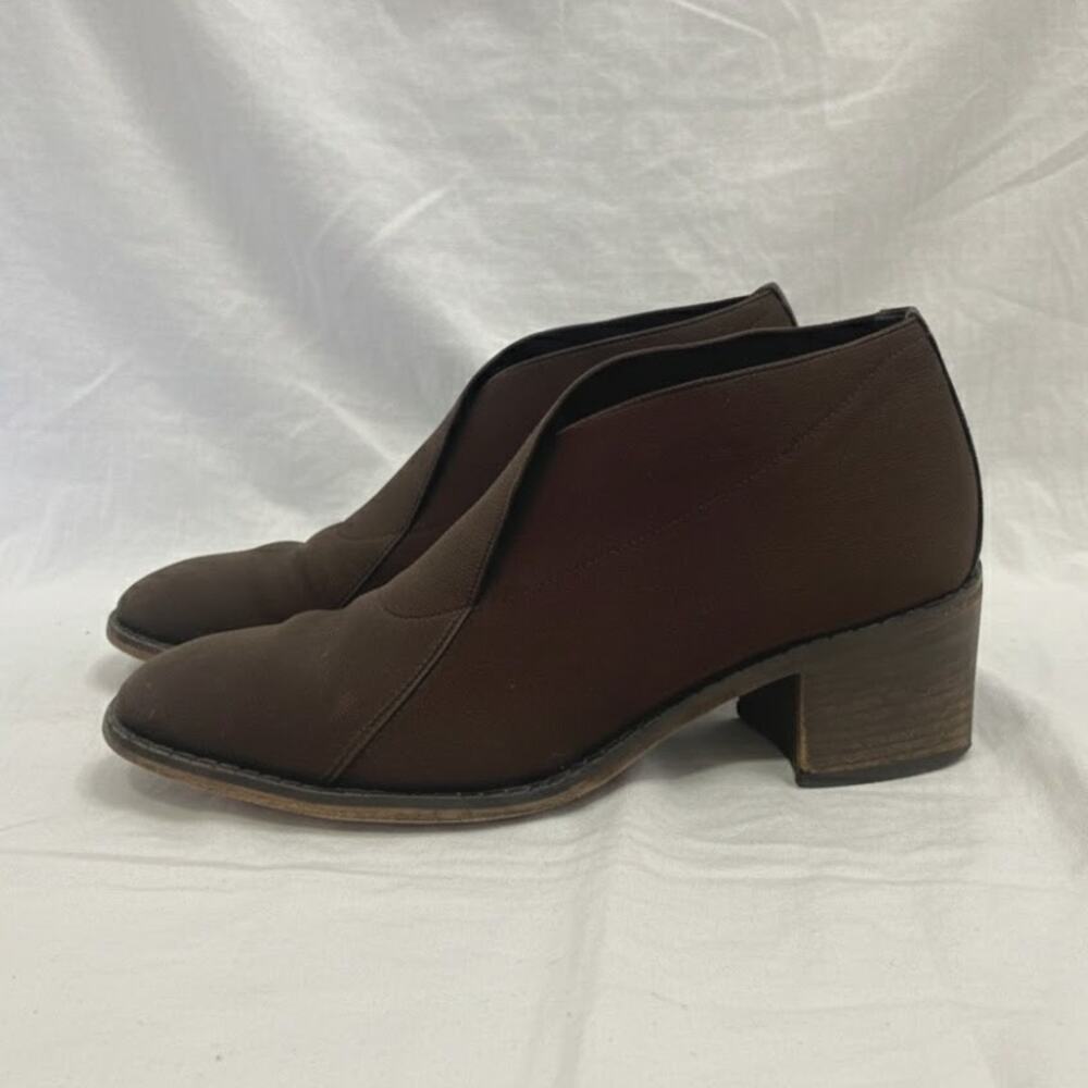Larry Stuart Vintage Brown Knit Heel Ankle Booties Boots Womens 8